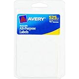 Avery Removable Round Labels, 0.75 Inch Diameter, White, Pack of 525 (6736)