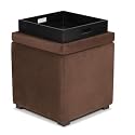 Avenue Six Chocolate Microfiber Fabric Storage Ottoman with Wood Serving Tray DTR817C