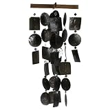 Asli Arts Large 19 Inch  Capiz Shell Chime, Black  with Mirrors