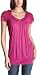 Self Esteem Junior's Ruffled Sleeve V-Neck,Boysenberry,Medium
