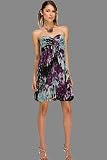 Purple Strapless Chiffon Print Bubble Dresses