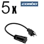 5-pack 1ft Power strip Extension / outlet saver - extends the AC outlet to prevent power adapters blocking the outlets