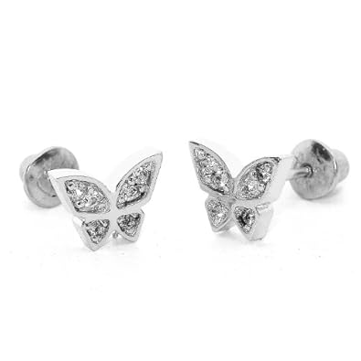 Cheap Girls Jewelry 14k Gold Plated 925 Silver Baby Butterfly Children Screwback Earrings Baby, Toddler, Kids & Children For Sale