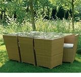synthetic rattan garden furniture set - 6 chairs and one table - 153cm L x 100cm W x 75cm H