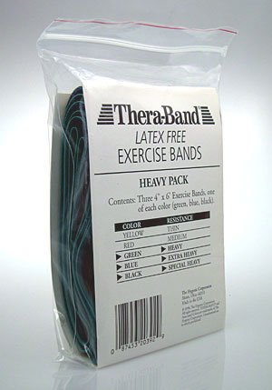 Childrens Toyshop  Sporting Goods : Thera-Band Latex-Free Exercise Band Pack - 1 Heavy/1 X-Heavy - 4" x 6" each