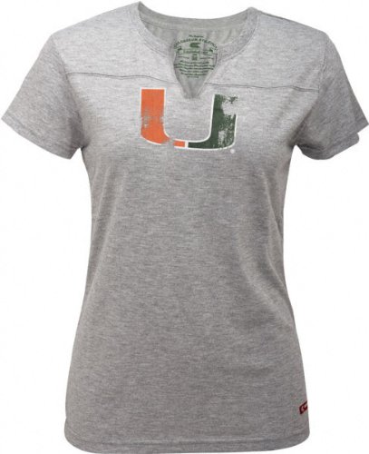 Buy Miami Hurricanes -Ladies- Axis Distressed Print Slit Neck Tee
