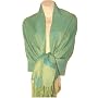 70% Pashmina 30% Silk Paisley Self-Design Shawl / Wrap / Stole - Blue Green