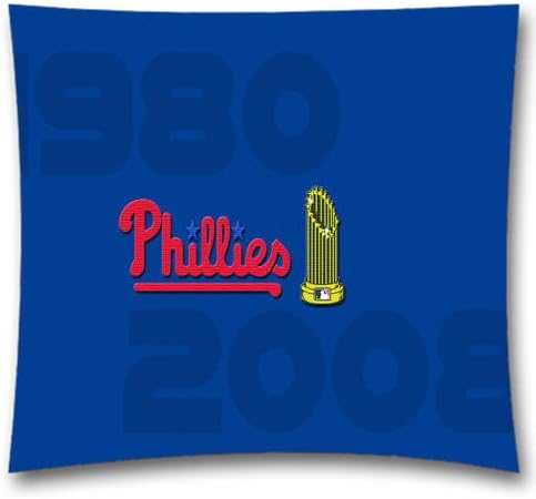 MLB Philadelphia Phillies Graphic Snap on Pillowcase-Kings Bedding Decortative Piilow Case-18"x18" Cotton Cushion Cover-Pillowcase for Baseball Fans