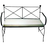 Pangaea Serenity Folding Iron Garden Bench with Cushion - Black FM-C2288-K