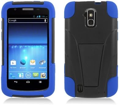 Eagle Cell PHZTEN9100YSTBLBK HypeKick Hybrid Protective Gummy TPU Case with Kickstand for ZTE Force N9100 - Retail Packaging - Blue/Black