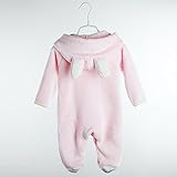Ltuotu 5色 ベビー＆キッズ用 カバーオール　足つき　ロンパース 着ぐるみ キッズコスチューム 子供 男の子 女の子 パジャマ 防寒着 スウェット ファション (70cm, ピンク)