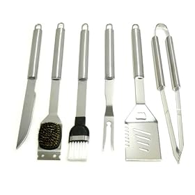 Daxx Stainless Steel 6 piece Barbeque (BBQ) Cooking Grilling Utinsel Set by 