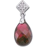 14kt White Gold Brazilian Garnet and Diamond Pendant