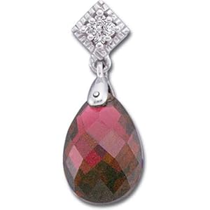 14kt White Gold Brazilian Garnet and Diamond Pendant