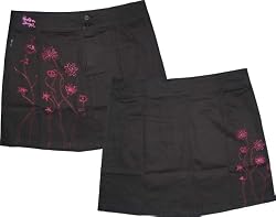 Emily the Strange Black Mini Skirt with Pink Flower Skulls