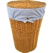Round Rattan Hamper: Honey with Navy Gingham Liner