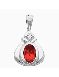 14K White Gold Oval Cut Ruby and Diamond Pendant -- LIFETIME WARRANTY