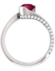 Platinum 6.00mm Round Cut Rhodolite Garnet and Diamond Ring -- LIFETIME WARRANTY