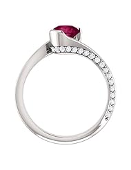 18K White Gold 6.00mm Round Cut Rhodolite Garnet and Diamond Ring -- LIFETIME WARRANTY