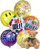 Half Dozen Mylar Balloon Bouquet with Bear, Get Well - B000MD7FRQ