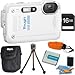 Olympus Stylus TG-630 iHS Digital Camera with 5x Optical Zoom and 3-Inch LCD (White) Plus 16GB Memory Kit. Kit Includes 16GB Memory Card, Replacement Lithium Battery, Flexible Mini Table-top Tripod, Deluxe Carrying Case , Floating Wrist Strap, and 3pc. Le