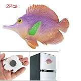 2 Pcs Purple Top Fins Ceramic Long Nose Fish Shape Fridge Door Magnet Sticker