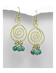 Semi GemStone Beads Earrings In Brass
