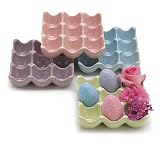 Set of 4 Colorful Porcelain Easter Egg Cartons/Crates For Holding Eggs