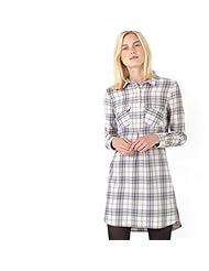 Checkered Print Shirred Cotton  Dress
