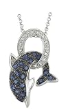 14K White Gold Blue Sapphire & Diamond Necklace