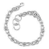 Intricate Glamour: Sterling Silver Designer Inspired Interlocking Oval Link Chain Bracelet