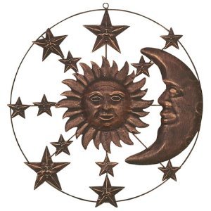 Sun Moon & Stars Metal Wire Wall Hanging Garden 