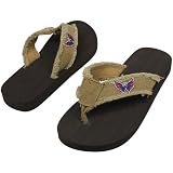 NHL Washington Capitals Unisex Frayed Flip Flops - Khaki (Small)