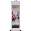 Hand-Painted 50" Oriental Wall Art Scroll - Cranes Among Spring Blossoms With White Border