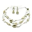 Gold Silver Tone Multi Layered Metallic Disk Necklace and Earrings Set