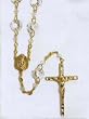 Rosary - Latin Cross - 9mm Crystal Beads - 20in. Gold Plated Chain - Deluxe Box Included - IMPORTED FROM ITALY