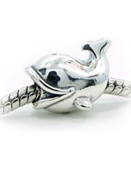 .925 Sterling Silver " Whale " Charm Bead Compatible with Pandora Chamilia Kay Troll Bracelet