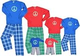 holiday family sleepwear-Peace Sign Red Shirt Pant Set - Adult Small, L/S, KEL On Sale
