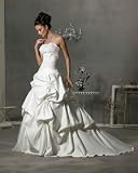 Strapless Beaded Wedding Gown with Pick-Up Skirt in White or Ivory, Sizes 1-30