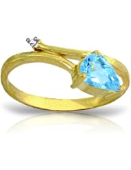 14k Solid Gold Ring with Natural Blue Topaz size 6.5