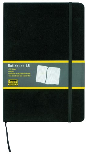 Idena Notizbuch A5 Schwarz, Kariert