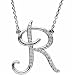 14k White Gold Regal Initial R Diamond Necklace