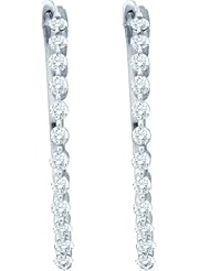 14K White Gold 0.50CT Round Cut Diamond Fashion Hoops