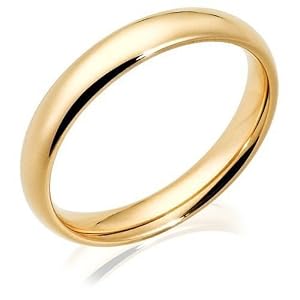 Mens 14k Yellow Gold 4mm Comfort Fit Wedding Band Ring, Size 10 by