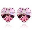 Crystal Heart 18k Gold Plated Heart Shaped Swarovski Crystal Stud Earrings - Pink Sapphire