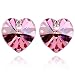 Crystal Heart 18k Gold Plated Heart Shaped Swarovski Crystal Stud Earrings - Pink Sapphire