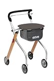Drive Medical Let's Go Indoor Lightweight Mobility Walker Rollator, Beech Wood