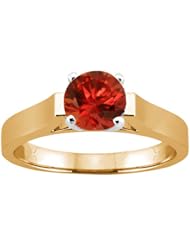 0.80 Ct Round Cognac Red SI1/SI2 Diamond 18K Yellow Gold Solitaire Ring
