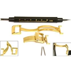 2 16mm 14K Gold Plated Watch Band Deployment Buckles