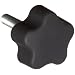 DimcoGray Black Thermoplastic 5 Lobe Fluted Soft Feel Knob, Zinc Stud:  3/8-16" Thread x 1 1/2" Length, 2" Diameter x 1-3/8" Height x 3/4" Hub Dia x 33/64" Hub Length (Pack of 10)